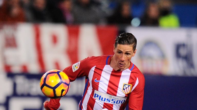 Fernando Torres of Club Atletico de Madrid in action during the La Liga match between Club Atletico de Madrid and Real Betis on January 14