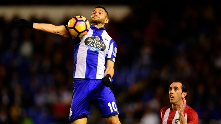 Florin Andone in action for Deportivo La Coruna