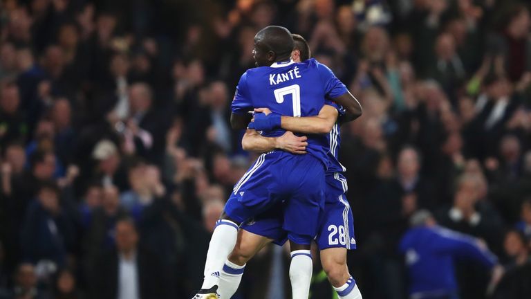 N'Golo Kante's second-half strike guided Chelsea past 10-man Manchester United