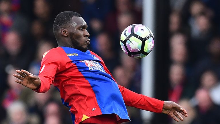 Christian Benteke controls the ball during the Premier League match between Crystal Palace and Watford at Selhurst Park