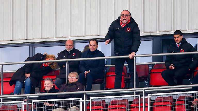 Leyton Orient chairman Francesco Becchetti, shouts from the box during the Sky Bet League Two match against Dagenham & Redbridge in April 2016