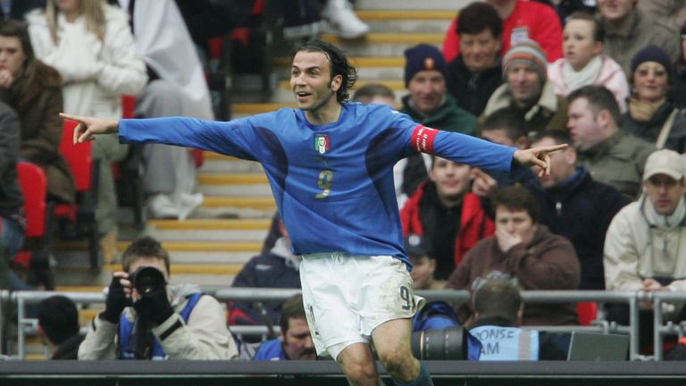 LONDON - MARCH 24:  Gianoaolo Pazzini of Italy celebrates as he scores his and his team's  third goal during the U21 International Friendly match between E