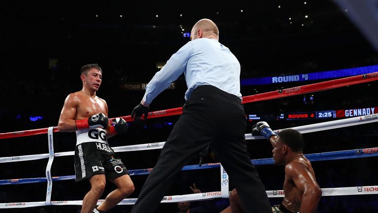 Gennady Golovkin knocked down Daniel Jacobs in the fourth round