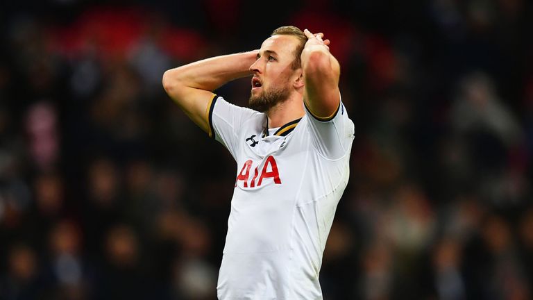 Harry Kane reacts during the Europa League Round of 32 match between Tottenham Hotspur and Gent