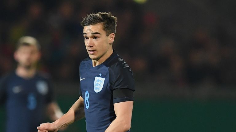 Harry Winks of England controls the ball during the U21 International Friendly match between U21 Germany and U21 England at Wiesbaden
