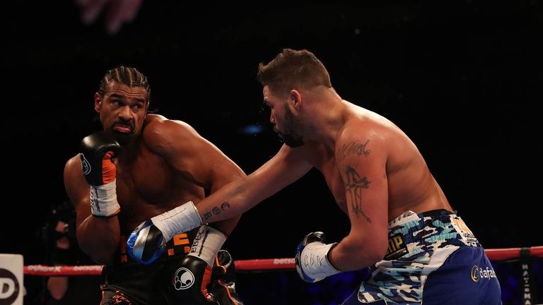 David Haye and Tony Bellew during the first round