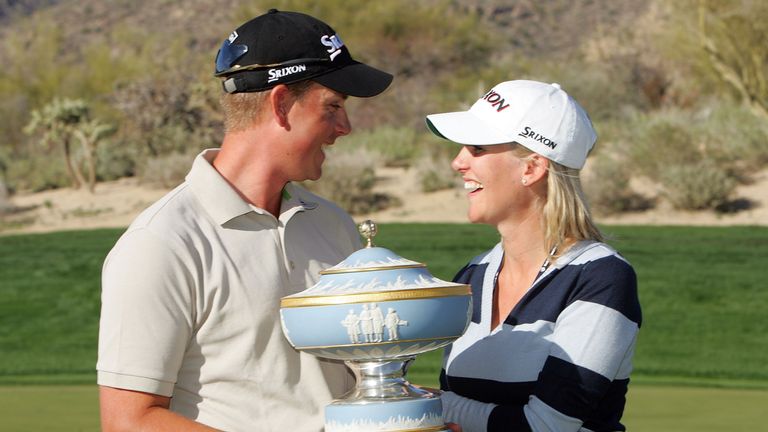 Henrik Stenson celebrates with wife Emma after winning the WGC Match Play in 2007