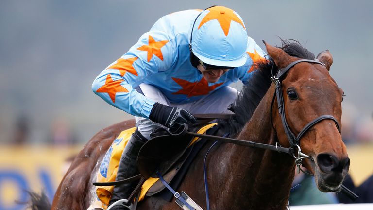 Ruby Walsh riding Un De Sceaux clear the last to win The Ryanair Steeple Chase during St Patrick's Thursday