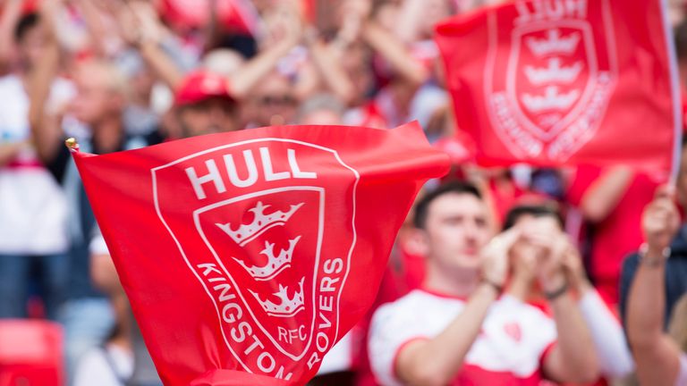 29/08/2015 - Rugby League - Ladbrokes Challenge Cup Final - Hull KR v Leeds Rhinos - Wembley Stadium, London, England - Hull KR fans, supporters.