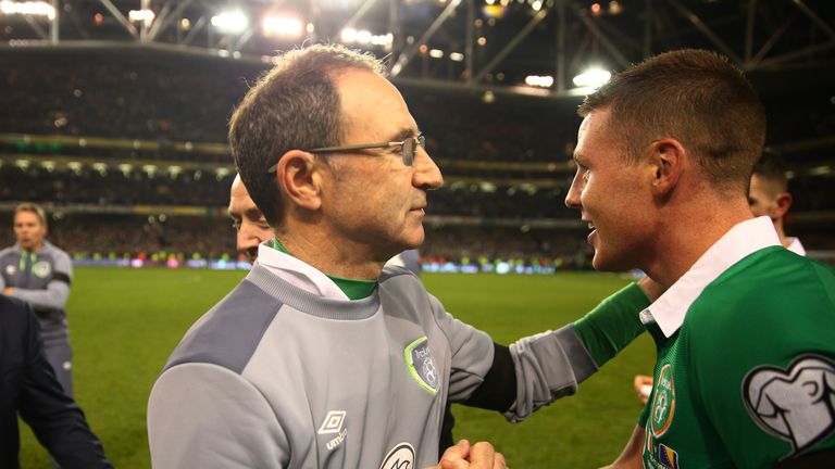 Martin O'Neill with Republic of Ireland midfielder James McCarthy