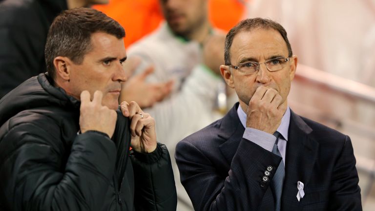 Ireland manager Martin O'Neill (L) and assistant boss Roy Keane have a selection headache
