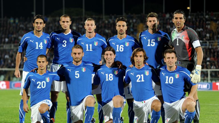 Aquilani (Top L) picked former Italy team-mates Chiellini (2nd Top L), Buffon (Top R) and Pirlo (2nd Bottom R) in his #One2Eleven