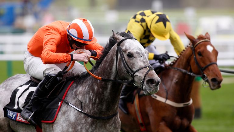 Labaik ridden by Jack Kennedy gets the better of Melon ridden by Ruby Walsh to win The Sky Bet Supreme Novices' Hurdle Race run during Champion Day of the 