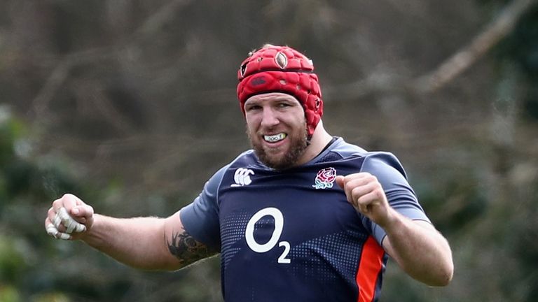 James Haskell warms up during the England training session ahead of Ireland Six Nations game in Dublin