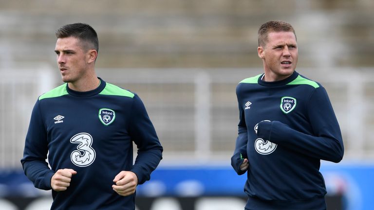 Ireland's midfielder James McCarthy attend a training session at the Montbauron Stadium in Versailles on June 15, 2