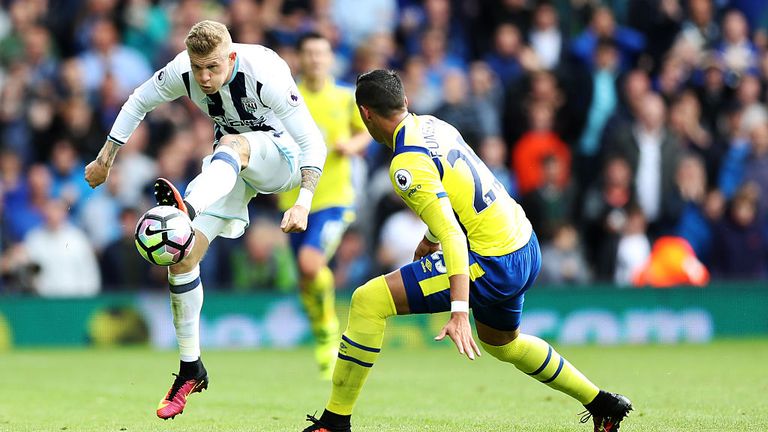James McClean of West Bromwich Albion during the Premier League match between West Bromwich Albion and Everton at The Hawthorns 