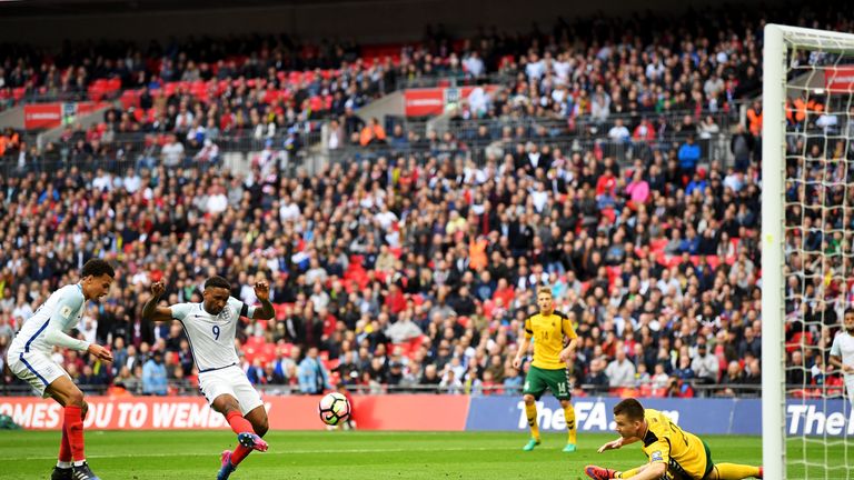 Jermaine Defoe scores his first international goal in four years against Lithuania at Wembley