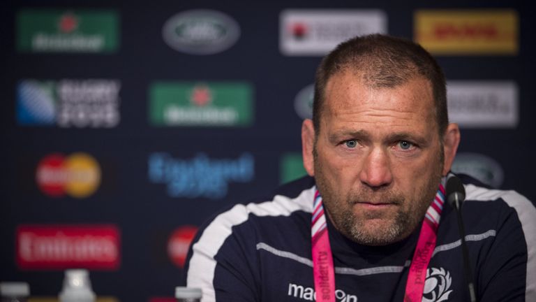 Scotland's forwards coach Jonathan Humphreys attends a press conference at Saint James' park in Newcastle upon Tyne, northeast England, on October 2, 2015 