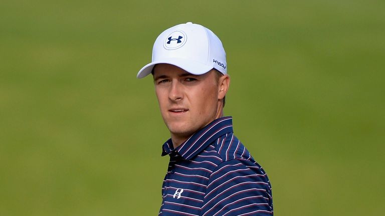 PACIFIC PALISADES, CA - FEBRUARY 19:  Jordan Spieth walks across the 14th hole during the final round at the Genesis Open at Riviera Country Club on Februa