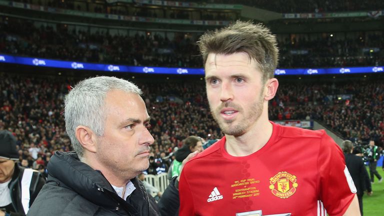 Jose Mourinho and Michael Carrick EFL Cup Final, Wembley Stadium, on February 26, 2017