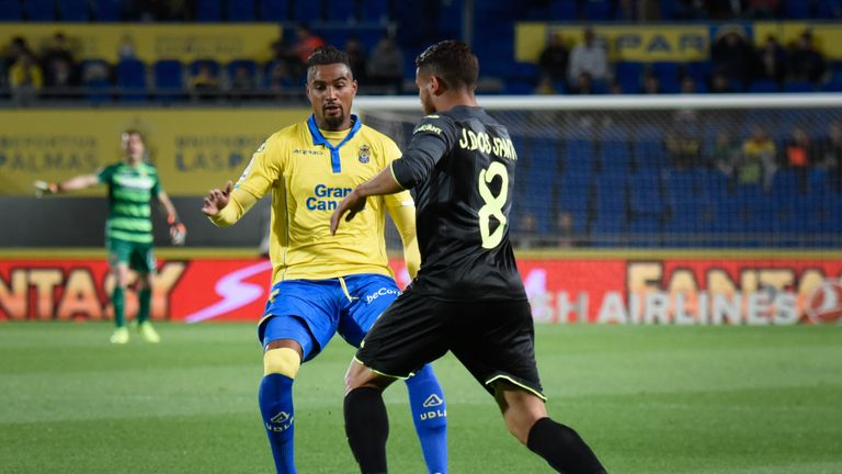 Kevin Prince Boateng (yellow shirt) scored the winning goal for Las Palmas against Villarreal