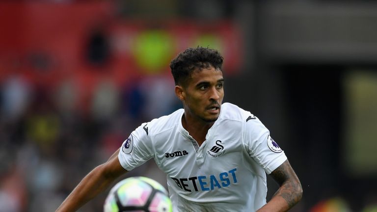 SWANSEA, WALES - SEPTEMBER 24:  Swansea player Kyle Naughton in action during the Premier League match between Swansea City and Manchester City at Liberty 