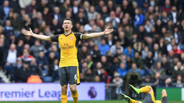 Laurent Koscielny of Arsenal during the Premier League match against West Bromwich Albion at The Hawthorns.