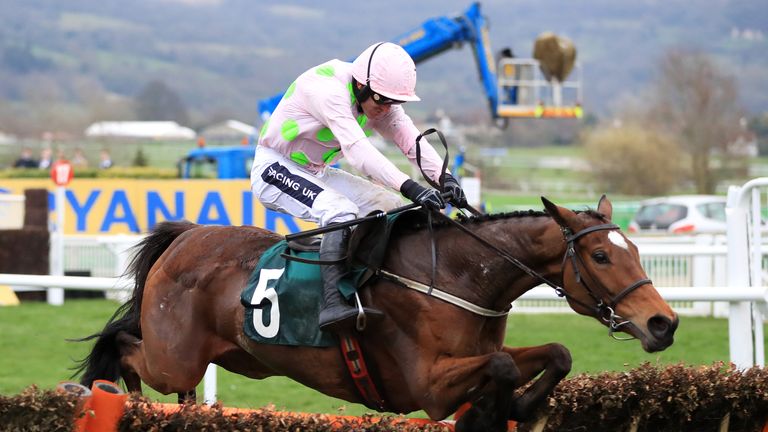 Let's Dance ridden by jockey Ruby Waslsh coming home to win the Trull House Stud Mares' Novices' Hurdle during St Patrick's Thursday of the 2017 Cheltenham