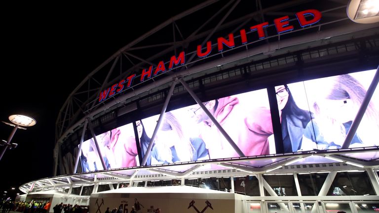 STRATFORD, ENGLAND - MARCH 06:  A general view outside the stadium prior to the Premier League match between West Ham United and Chelsea at London Stadium 
