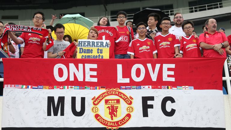 BEIJING, CHINA - JULY 24:  Manchester United fans watch from the stand during a first team training session as part of their pre-season tour of China at Ol