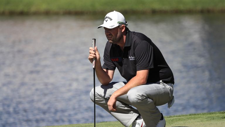 ORLANDO, FL - MARCH 19:  Marc Leishman of Australia lines up a putt on the eighth green during the final round of the Arnold Palmer Invitational Presented 