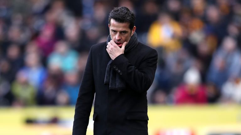 Marco Silva, head coach of Hull City looks thoughtful