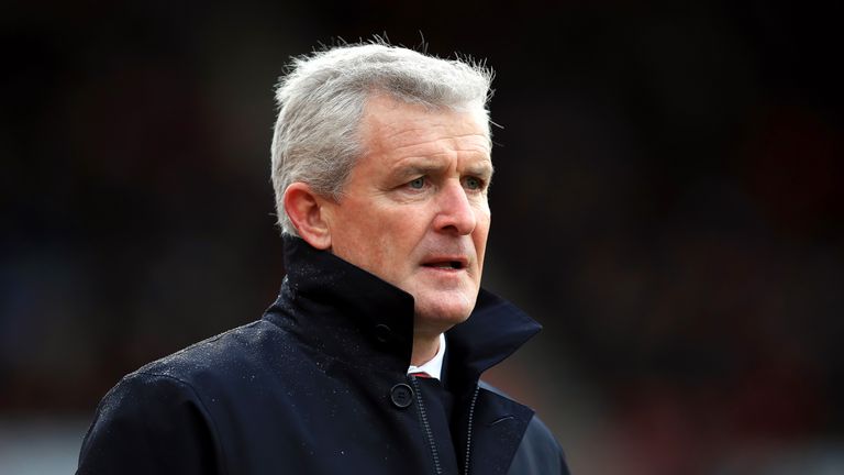 Mark Hughes looks on during the match with Middlesbrough at the bet365 Stadium