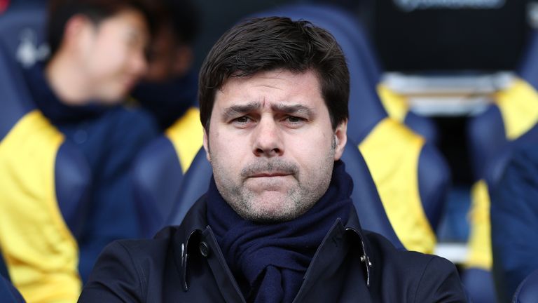 LONDON, ENGLAND - MARCH 05:  Mauricio Pochettino, Manager of Tottenham Hotspur looks on during the Premier League match between Tottenham Hotspur and Evert