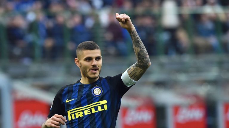 Mauro Icardi scored a first-half hat-trick for Inter Milan on Sunday