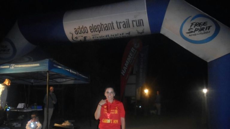 Everton supporter Michelle Thomas completed an ultra trail run in a Liverpool shirt to raise money for charity