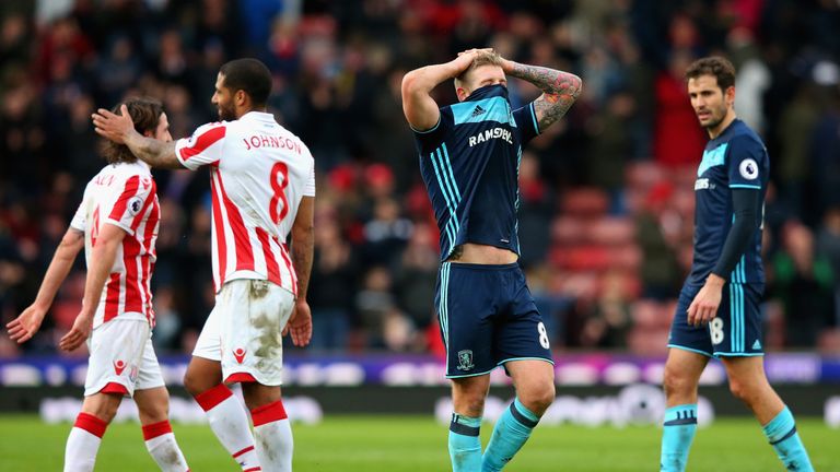 Middlesbrough's last Premier League match was defeat at Stoke