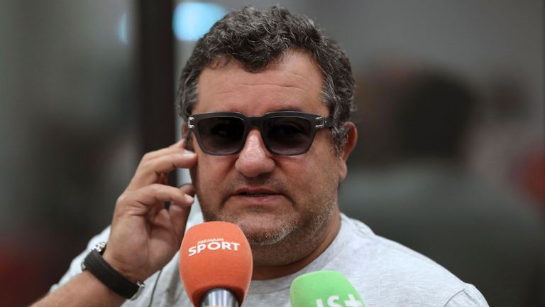 Italian-born Dutch football agent Mino Raiola speaks to journalists on September 2, 2016 during presentation of Nice's football club new signings at the Al