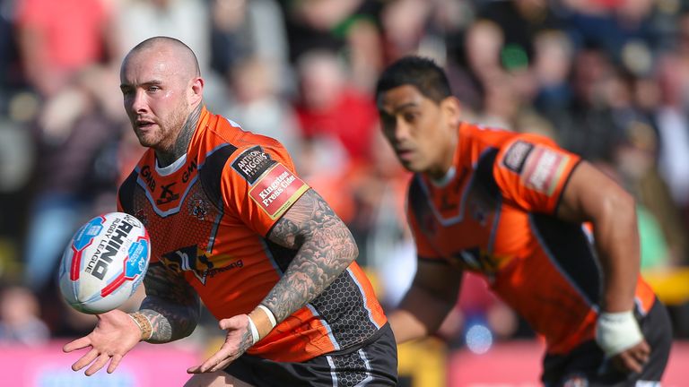 Nathan Massey takes a pass and attacks for Castleford
