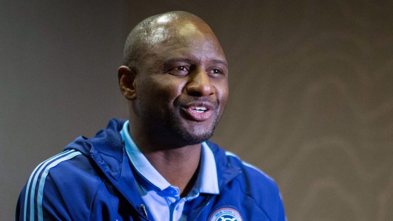 New York City FC head coach Patrick Vieira speaks at an interview with AFP during the club's annual media day on March 9, 2017, in New York. / AFP PHOTO / 