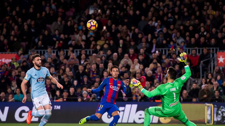 Neymar scores his brilliant goal against Celta Vigo