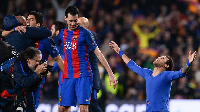 Neymar looks to the skies after inspiring Barcelona to an historic comeback
