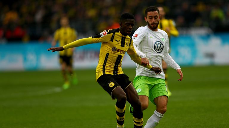 during the Bundesliga match between Borussia Dortmund and VfL Wolfsburg at Signal Iduna Park on February 18, 2017 in Dortmund, Germany.