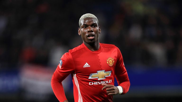 Paul Pogba in action during the FA Cup Quarter-Final at Stamford Bridge