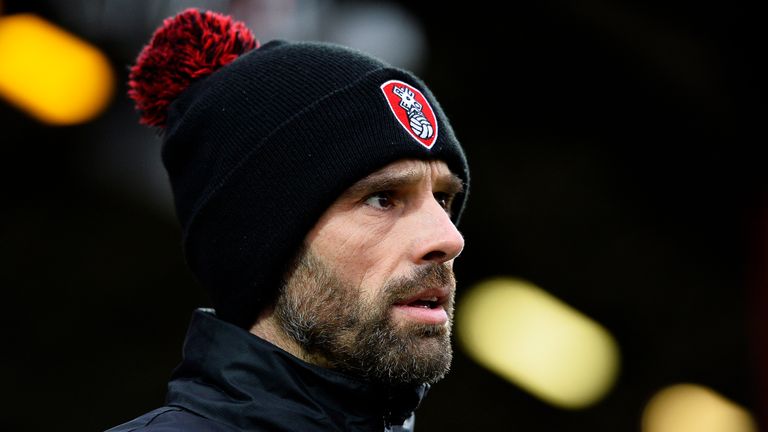 BRENTFORD, ENGLAND - FEBRUARY 25: Paul Warne, Manager of Rotherham ahead of the Sky Bet Championship match between Brentford and Rotherham at Griffin Park 