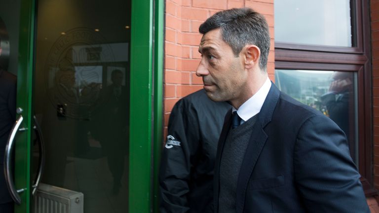 New Rangers manager Pedro Caixinha arrives at Celtic Park on Sunday