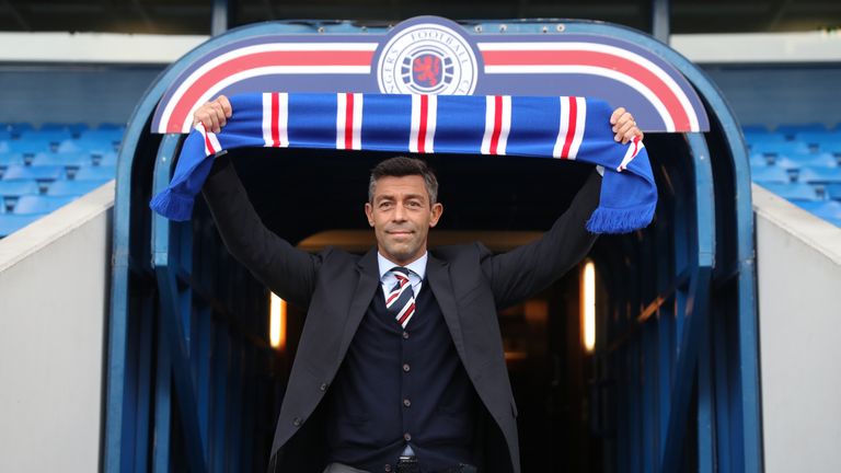 GLASGOW, SCOTLAND - MARCH 13:  Pedro Caixinha poses at the tunnel after he is unveiled as the new manager of Rangers at Ibrox Stadium on March 13, 2017 in 