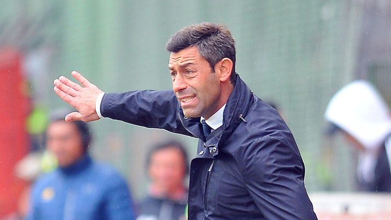 Pedro Caixinha, coach  of Santos, gestures during their Mexican Clausura tournament  football match  against Toluca at the Nemesio Diez stadium on February