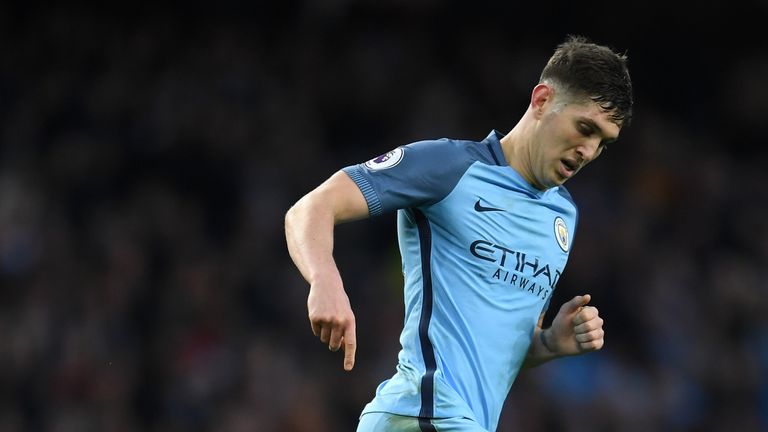 MANCHESTER, ENGLAND - MARCH 19:  John Stones of Manchester City in action during the Premier League match between Manchester City and Liverpool at Etihad S