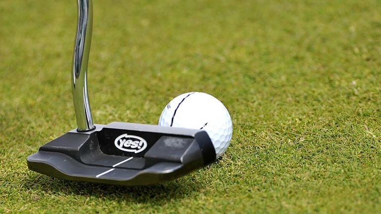 A general view of a putter and golf ball during The Open Championship